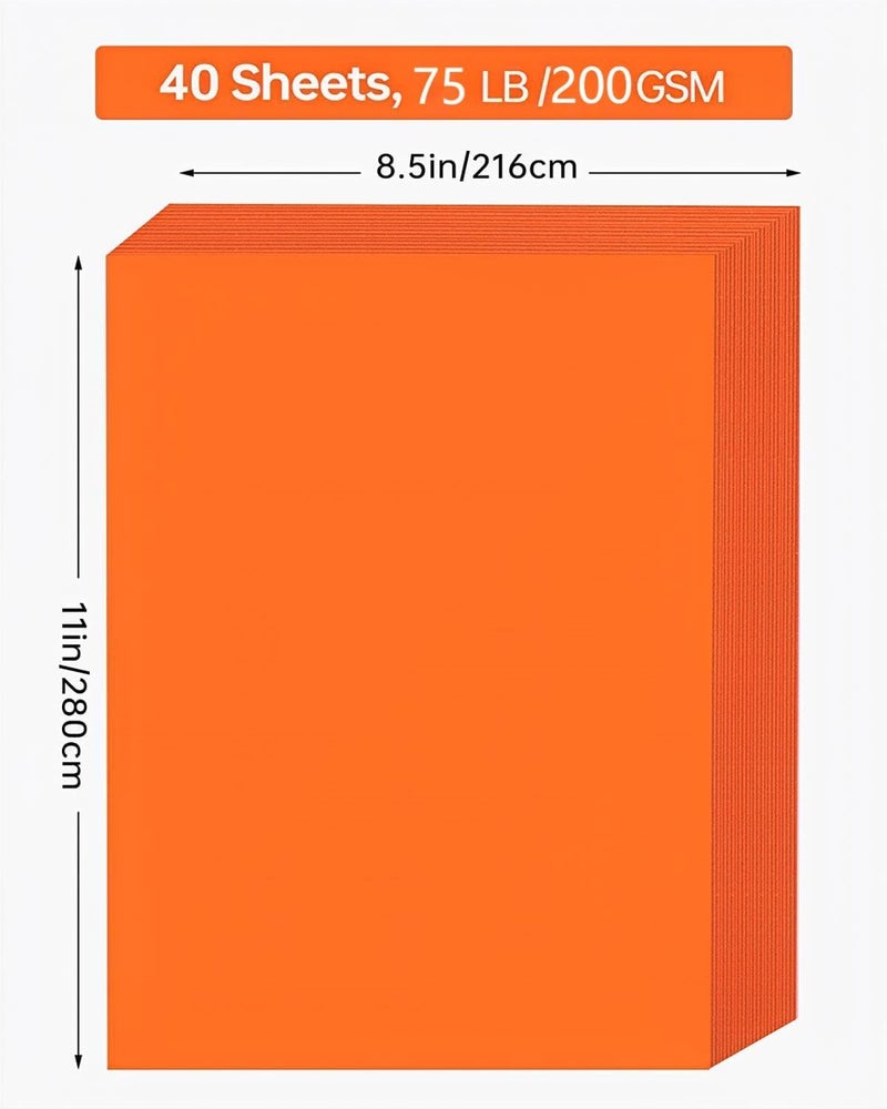 ALEWAPO Orange Cardstock 8.5 x 11 Thick Paper, 40 Sheets, ThickPaper 75 LB/200 GSM, Cardstock Printer Paper 8.5 x 11, Orange Card Stock for Invitations, Menus, Wedding, DIY Cards - Image 2